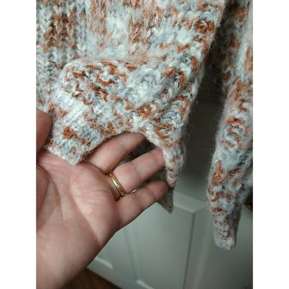 Rd style Women's Long Sleeve Orange White Grey Y2K Hi Lo Hem Sweater. Size L - Picture 10 of 13